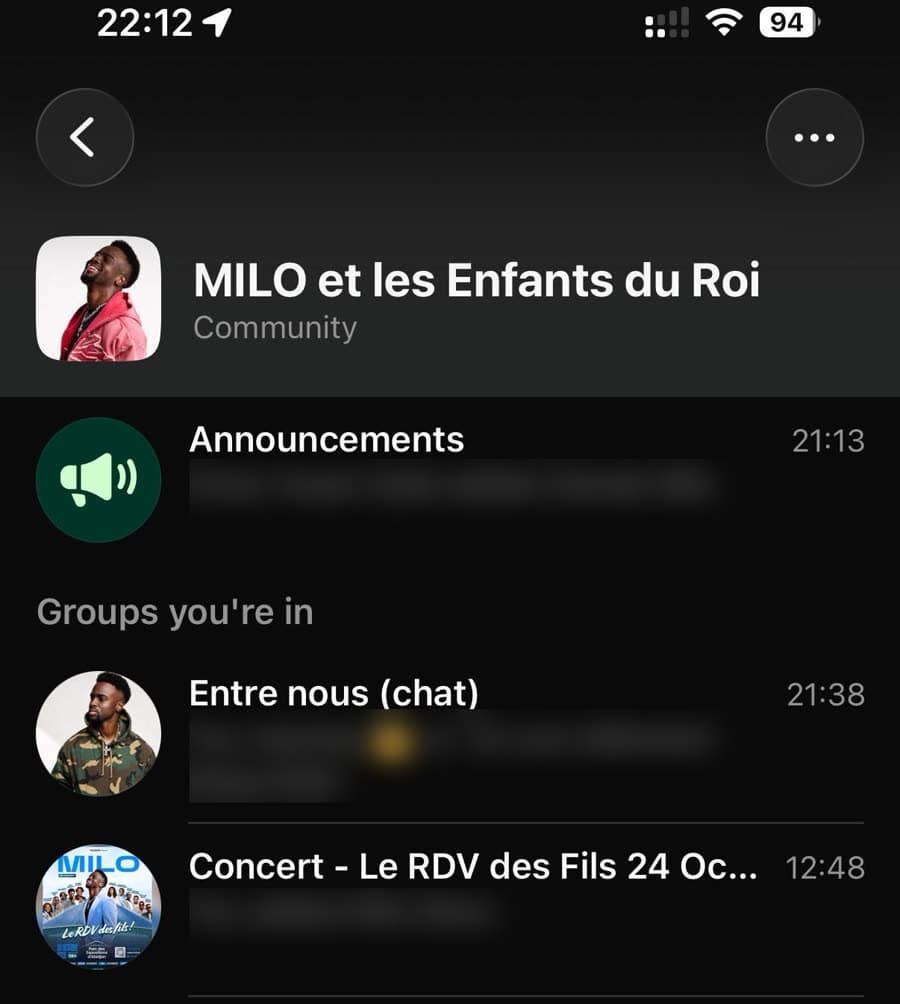 Aperçu de la communauté WhatsApp « MILO et les Enfants du Roi »
